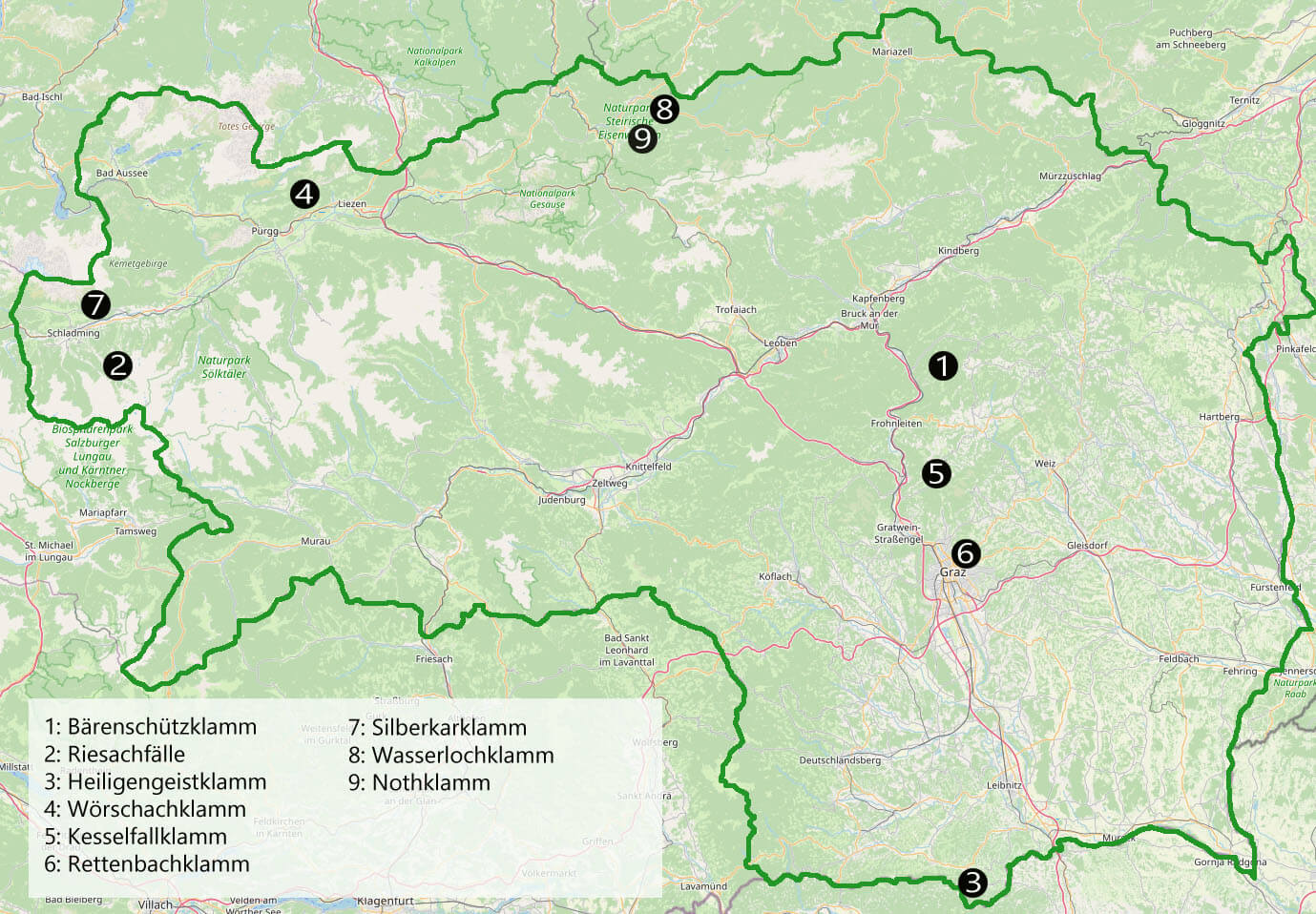 Klamm Steiermark Karte