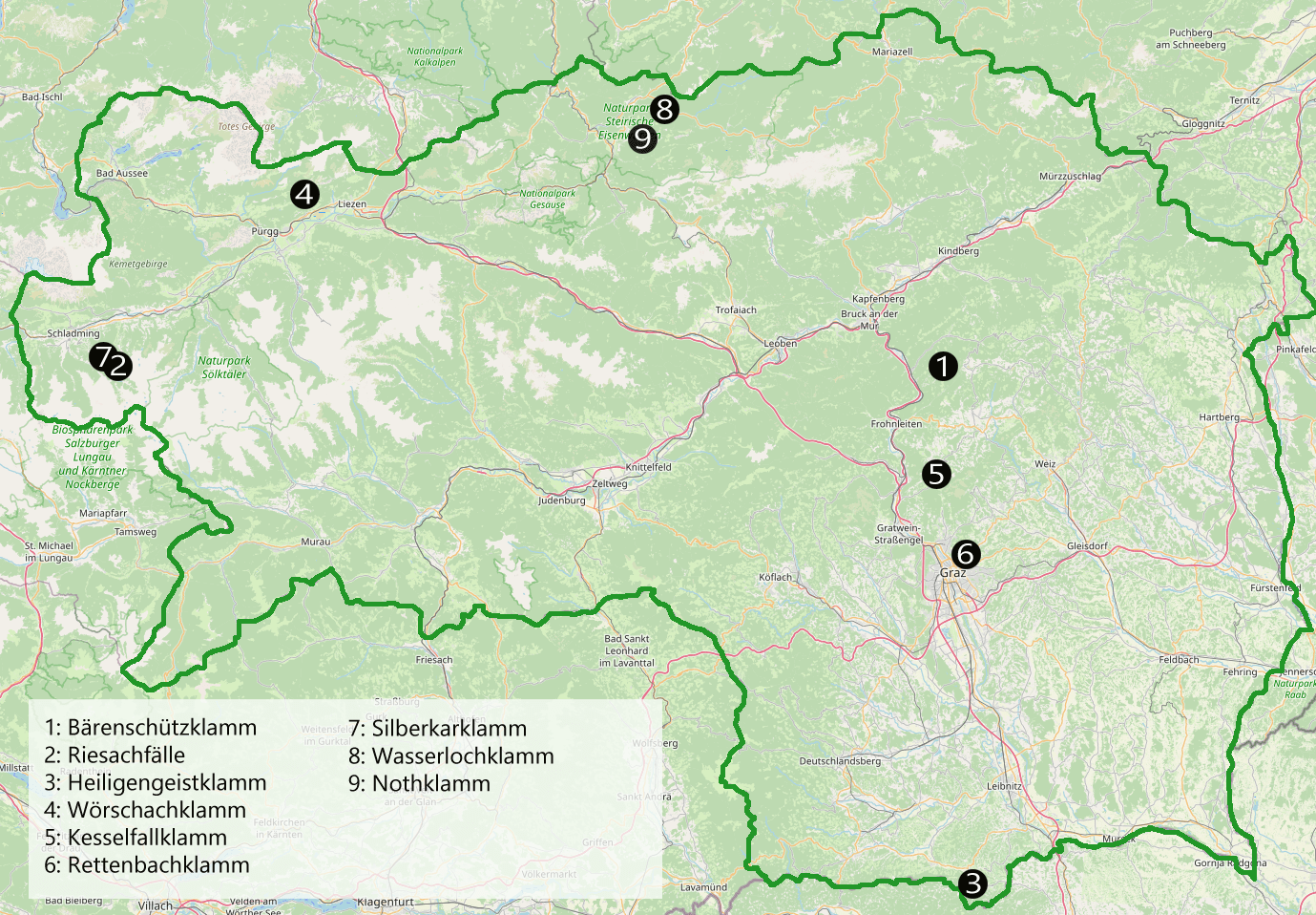 Klamm Steiermark Landkarte