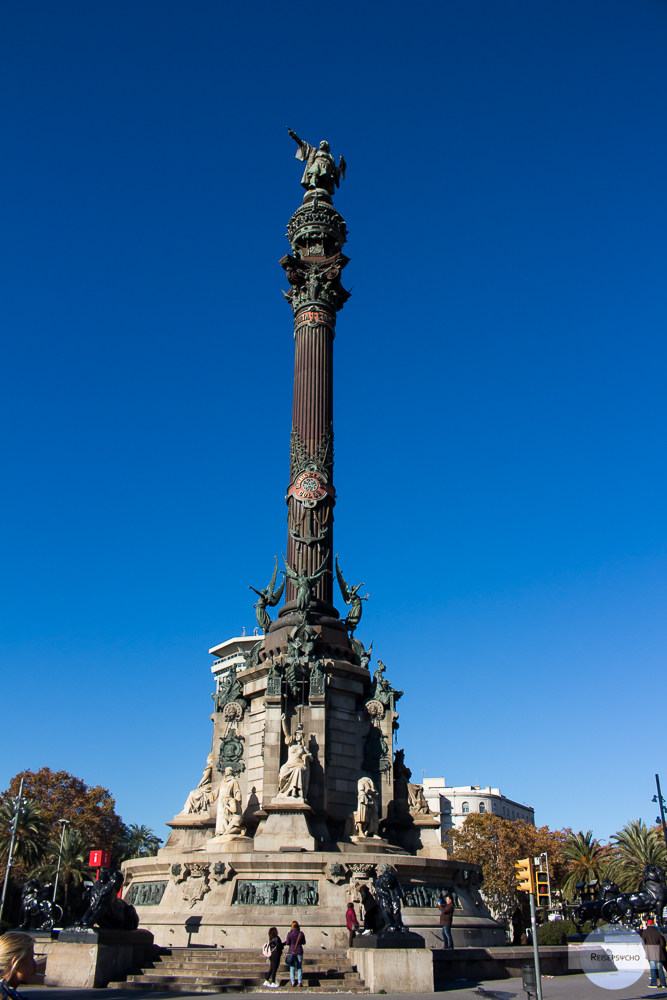 Die Christoph Kolumbus Statue in Barcelona
