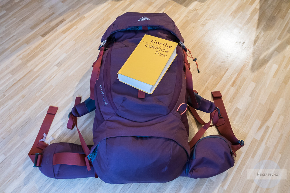 Rucksack gepackt für Goethes italienische Reise