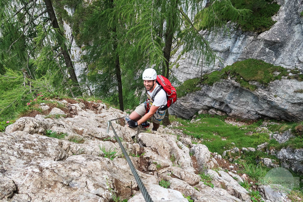 Klettern im Klettersteig nicht ohne Ausrüstung