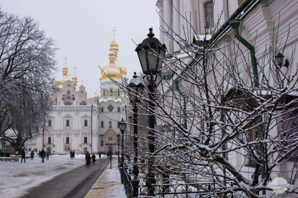 Kiew Silvester feiern bei Schnee und Winter