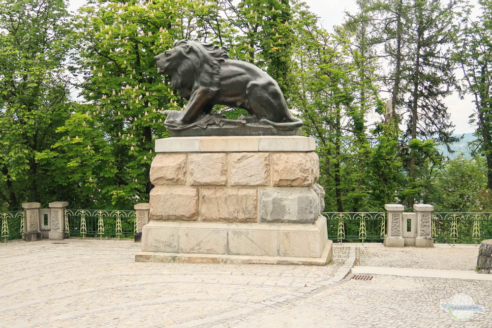 Die Statue Hackher Löwe am Schlossberg