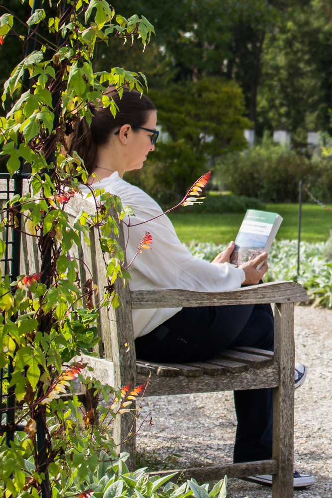 Lesen auf einer Parkbank
