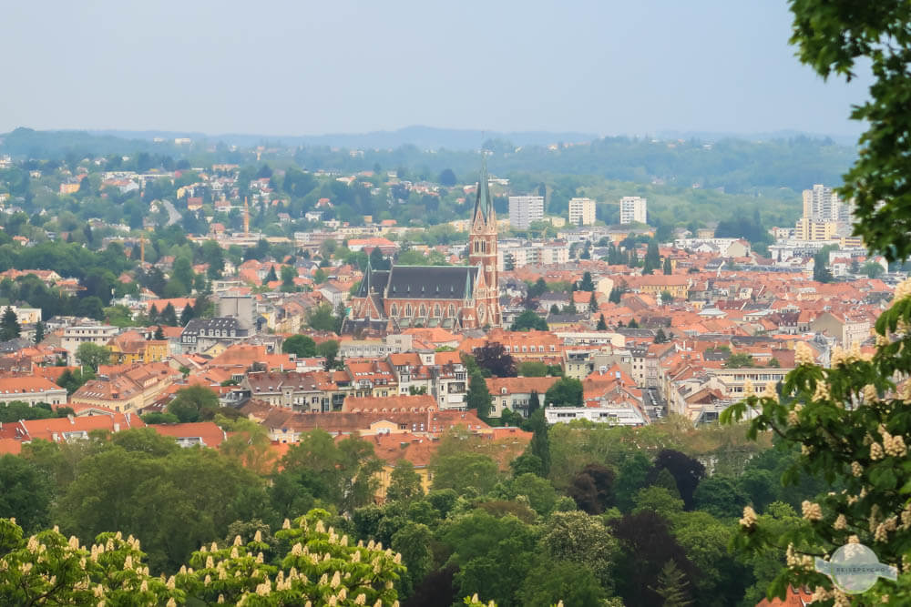 Die Fernsicht vom Schloßberg in Graz