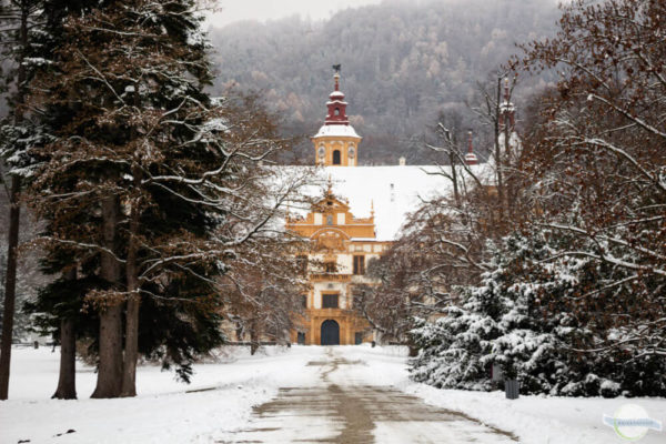 Das Schloss Eggenberg im Winter