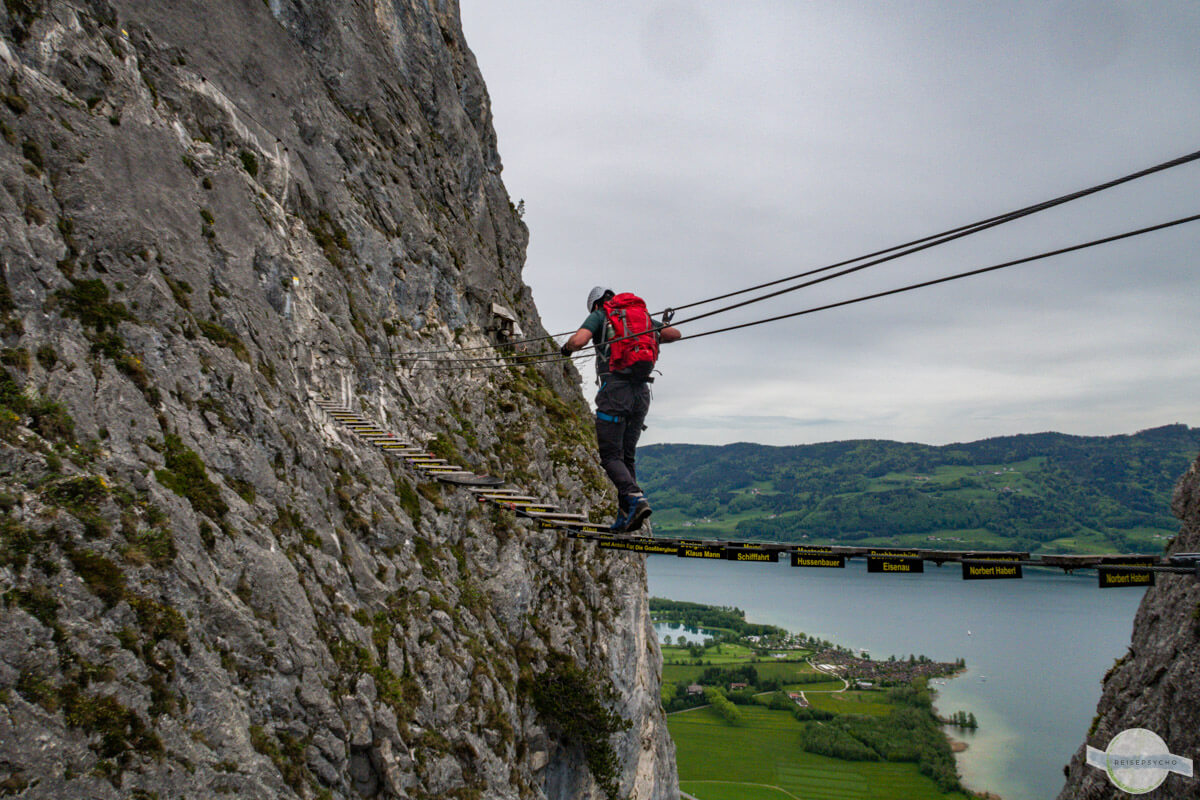 Die Hängebrücke am Drachenwand-Klettersteig