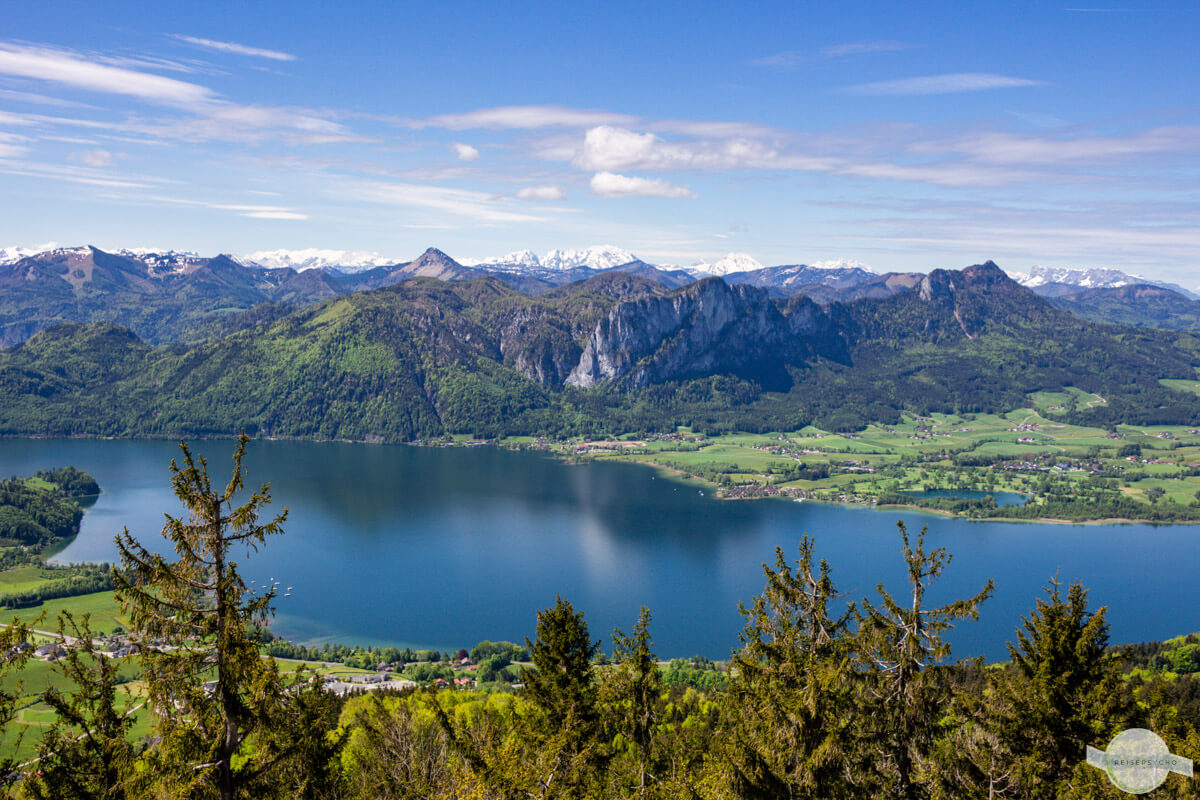 Ausblick auf den Mondsee von der Kulmspitze aus