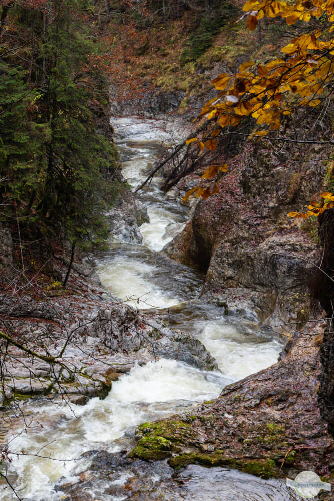 Wasser rauscht durch eine Schlucht