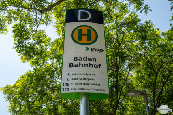 Bustafel für die Stadtbusse in Baden
