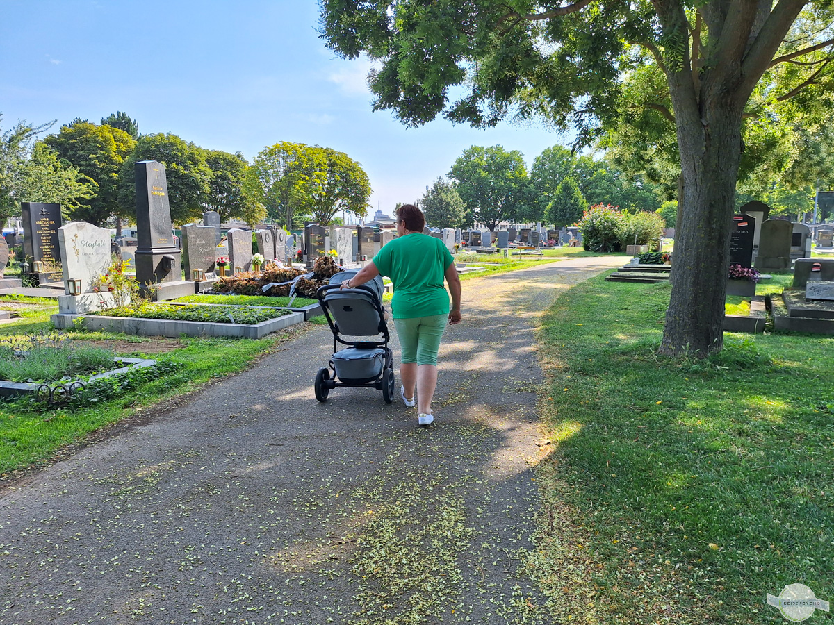 Spaziergang Wien mit Baby am Friedhof