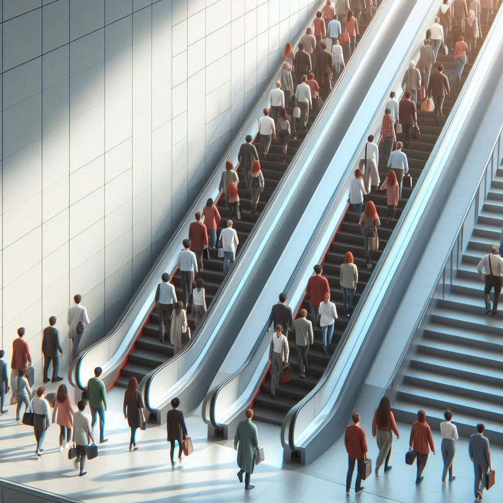 Menschen auf der Rolltreppe