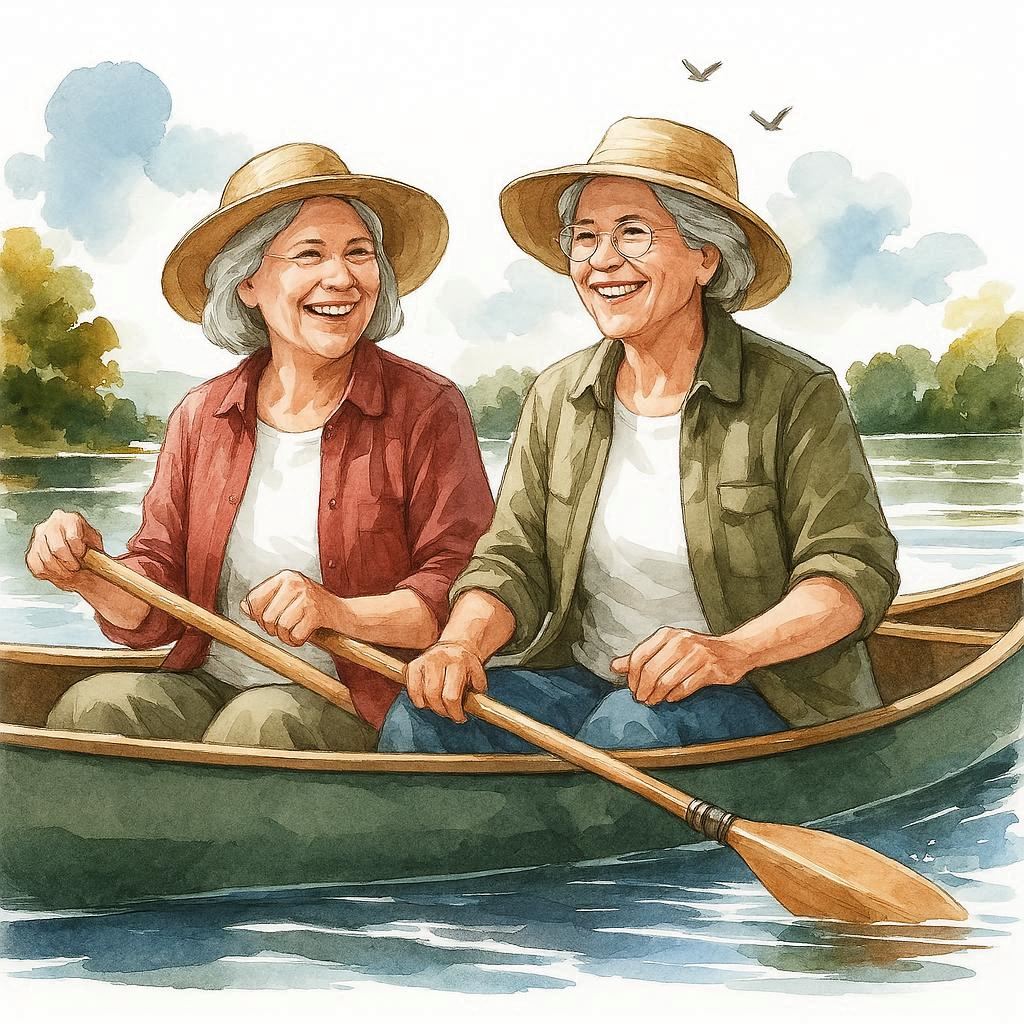 Zwei Babyboomer-Frauen im Kanu - Soft Adventure erleben